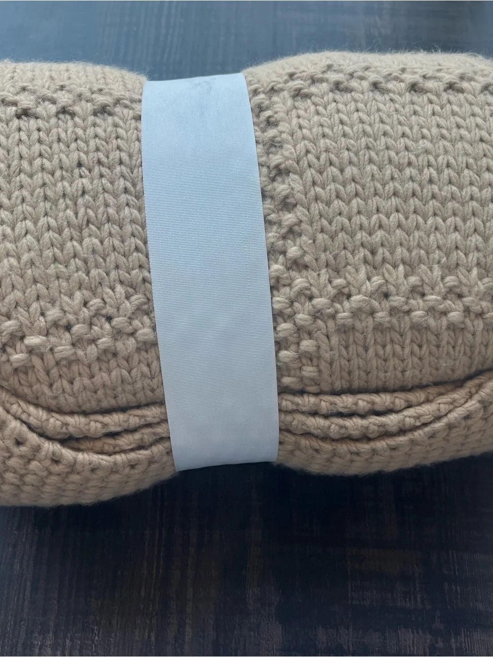 Threshold Grid Knit Throw Blanket in Camel Tan